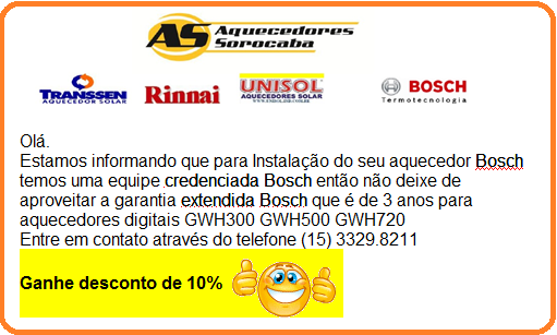 Instalação de aquecedores digital da Bosch